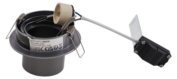 Set od 6 modernih ugradbenih reflektora boje metala GU10 50 mm okrugli, nagibni - Installa