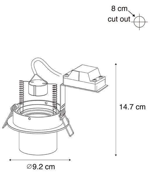 Set od 6 modernih ugradbenih reflektora boje metala GU10 50 mm okrugli, nagibni - Installa