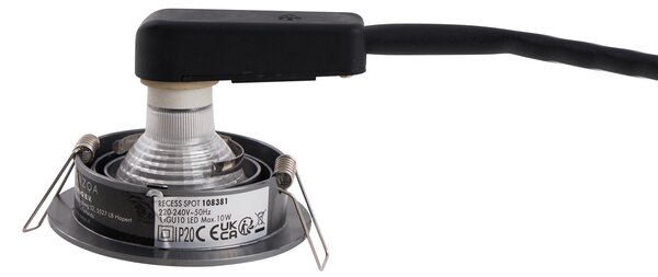 Moderno ugradno reflektorsko svjetlo tamnosivo GU10 50 mm okruglo nagibno - Chuck