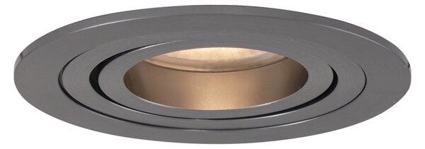 Set od 6 modernih ugradbenih reflektora Gunmetal GU10 50mm okrugli nagibni - Rondoo