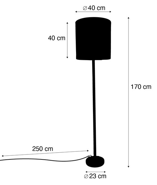 Drvena podna svjetiljka s taupe baršunastim sjenilom 40 cm - Mels