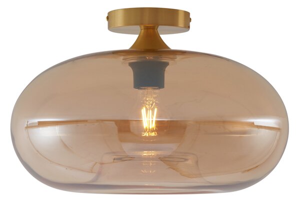 Art Deco stropna svjetiljka mesingana s jantarno obojenim staklom 40 cm - Busa
