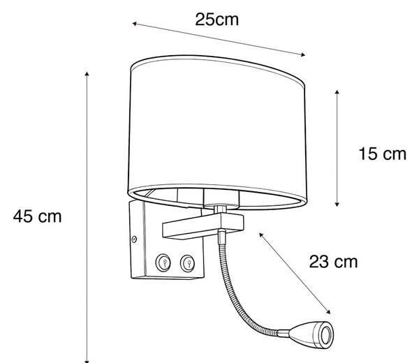 Zidna svjetiljka mesingana s ovalnom baršunastom nijansom dizajna lista 25 cm - Brescia Combi