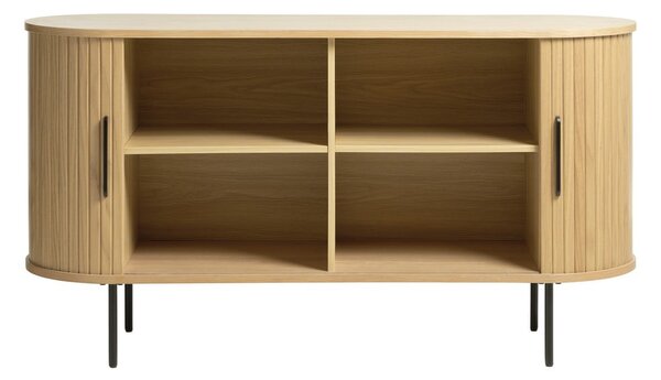 Niska komoda u dekoru hrasta s kliznim vratima u prirodnoj boji 140x76 cm Nola – Unique Furniture