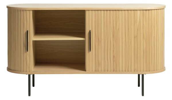 Niska komoda u dekoru hrasta s kliznim vratima u prirodnoj boji 140x76 cm Nola – Unique Furniture