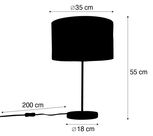 Stolna lampa od mesinga s baršunastom abažurom u obliku lista i zlatnom unutrašnjosti - Kaso