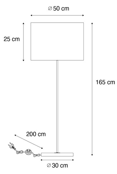 Viseća svjetiljka crna s baršunastim sjenilom taupe 50cm - Combi 1