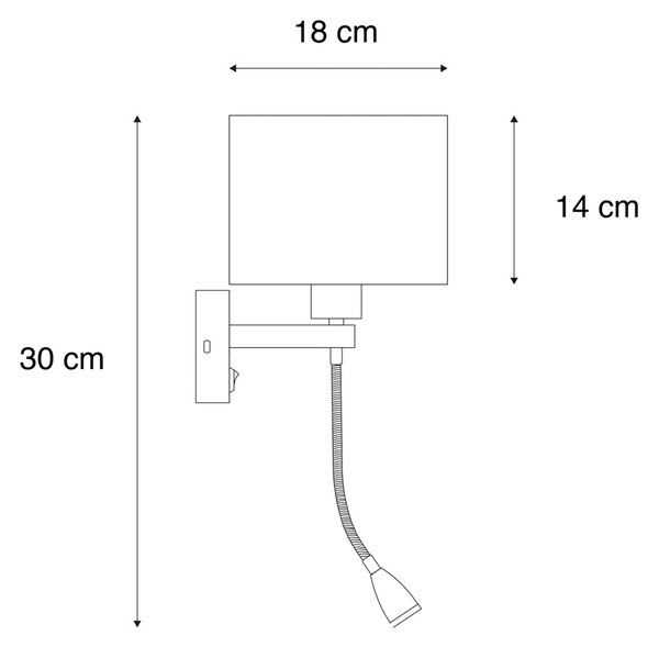 Zidna svjetiljka crna s taupe plišanom nijansom 18 cm - Brescia Combi