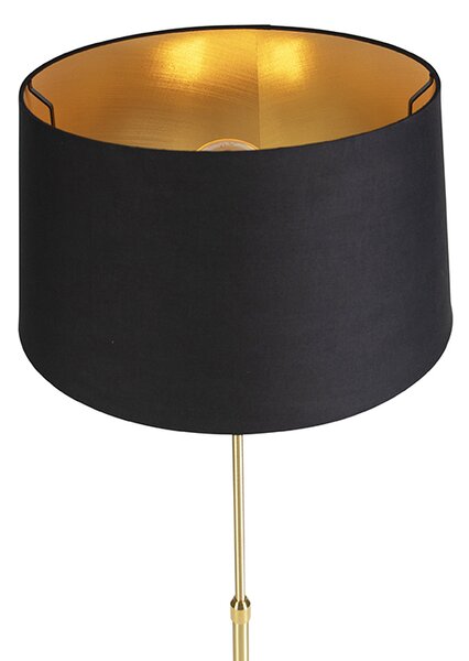 Podna lampa zlatna/mesingana s crnom sjenilom 45 cm podesiva - Parte