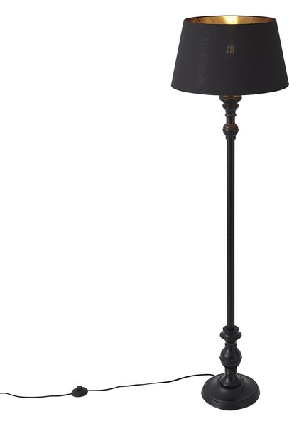 Podna svjetiljka s sjenilom od 45 cm crna sa zlatnom unutrašnjosti - Classico