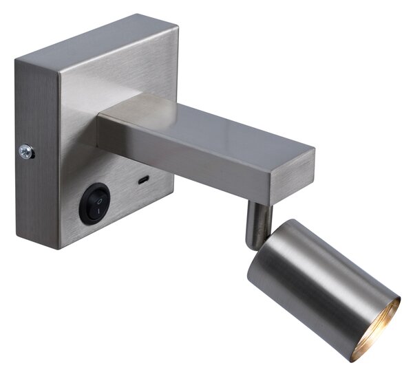 Moderna čelična zidna svjetiljka s USB-C priključkom, nagibna - Rex