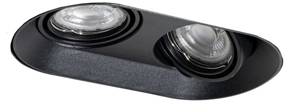 Set od 6 zaobljenih ugradbenih reflektora crni GU10 50mm 2-svjetla - Hubs