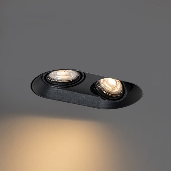 Set od 6 zaobljenih ugradbenih reflektora crni GU10 50mm 2-svjetla - Hubs
