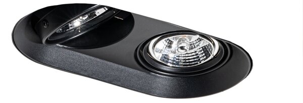 Okruglo ugradno svjetlo crno GU10 70 mm 2-svjetla - Hubs