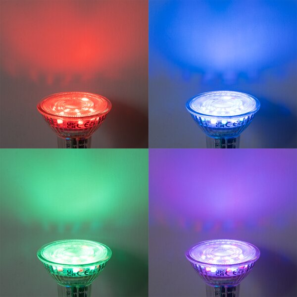 Set od 5 pametnih GU10 50 LED žarulja prozirne RGBW 4,5W 350 lm 2700-6000K