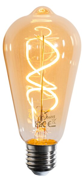 Set od 5 E27 prigušivih LED žarulja spiralnog filamenta ST64 zlatne 4W 270 lm 2100K