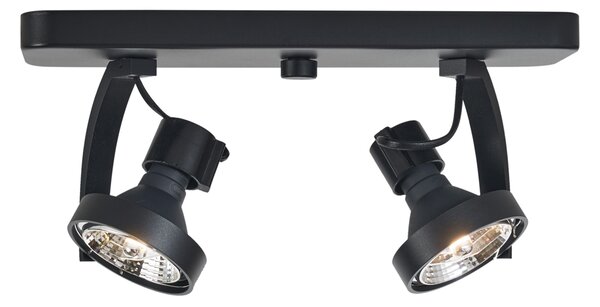Dizajnerski stropni reflektor crni GU10 70mm 2-svjetla podesivi - Vo