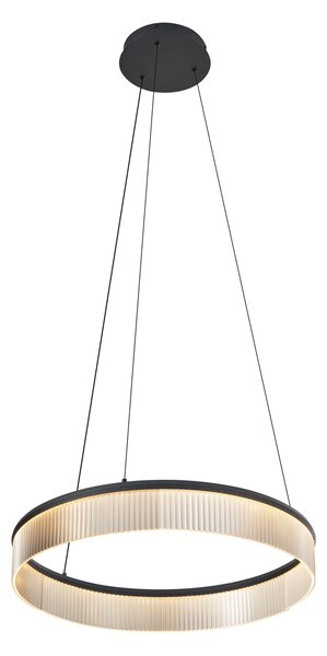 Moderna viseća svjetiljka crna 59 cm uklj. LED s 3-stupanjskim prigušivanjem - Anello Chandelier