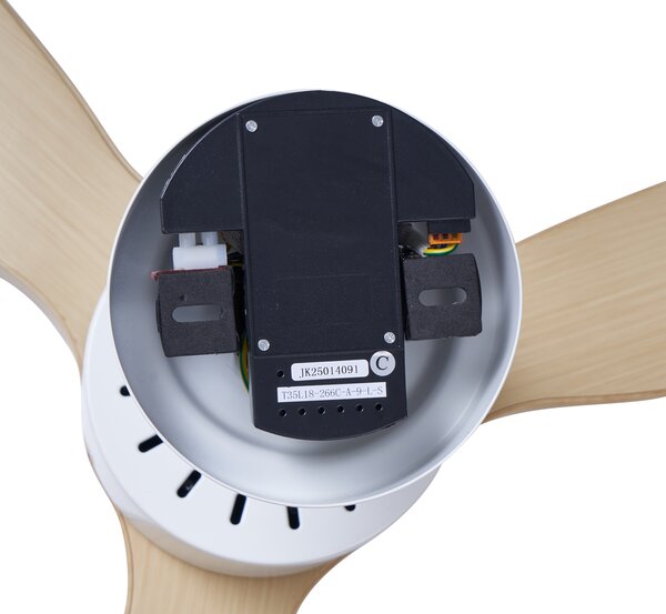 Stropni ventilator bijeli s uzorkom drva 132 cm uklj. LED prigušiva s daljinskim upravljačem - Joly