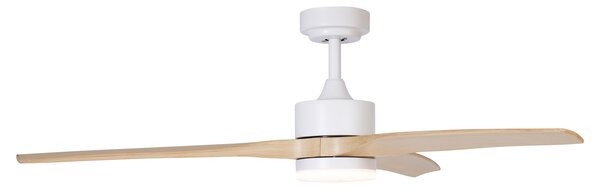 Stropni ventilator bijeli s uzorkom drva 132 cm uklj. LED prigušiva s daljinskim upravljačem - Joly