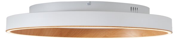 Dizajnerska stropna svjetiljka bijela s drvetom 60 cm uklj. LED prekidač s 3 stupnja - Ingo