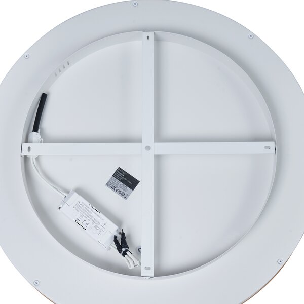 Dizajnerska stropna svjetiljka bijela s drvetom 60 cm uklj. LED prekidač s 3 stupnja - Ingo
