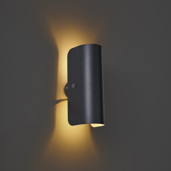 Moderna zidna svjetiljka crna 2-svjetla - Gotthard