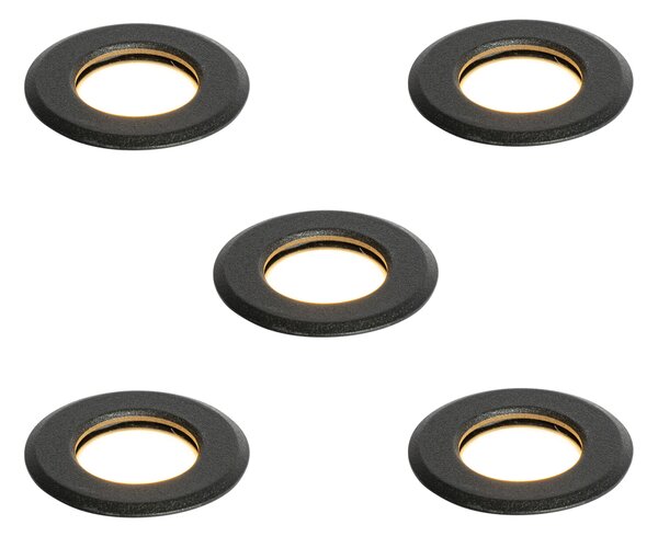 Set od 5 modernih ugradbenih reflektora crni uklj. LED IP67 - Linsey