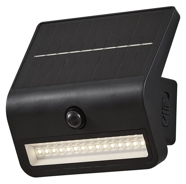 Vanjska zidna svjetiljka crna uklj. LED IP54 sa solarnim senzorom pokreta - Floody