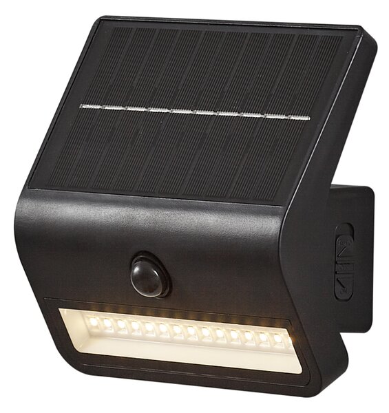 Vanjska zidna svjetiljka crna uklj. LED IP54 sa solarnim senzorom pokreta - Floody