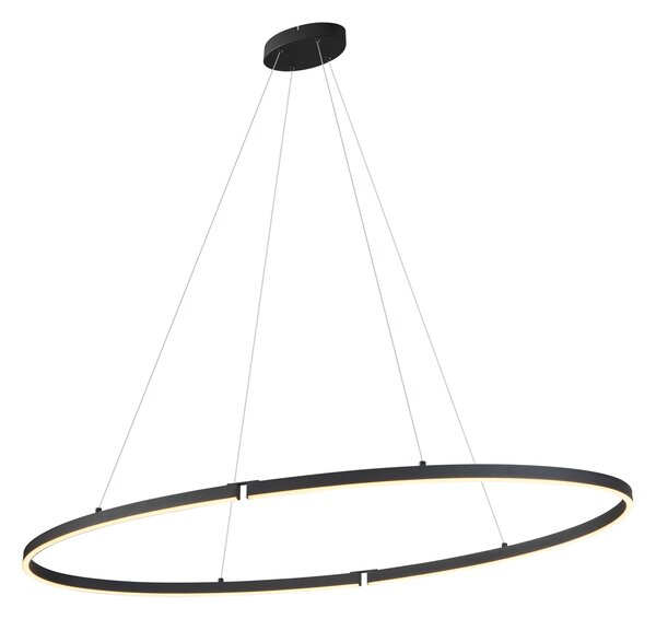 Dizajnerska viseća svjetiljka crna ovalna 120 cm uklj. LED s 3-stupanjskim prigušivanjem - Ovallo
