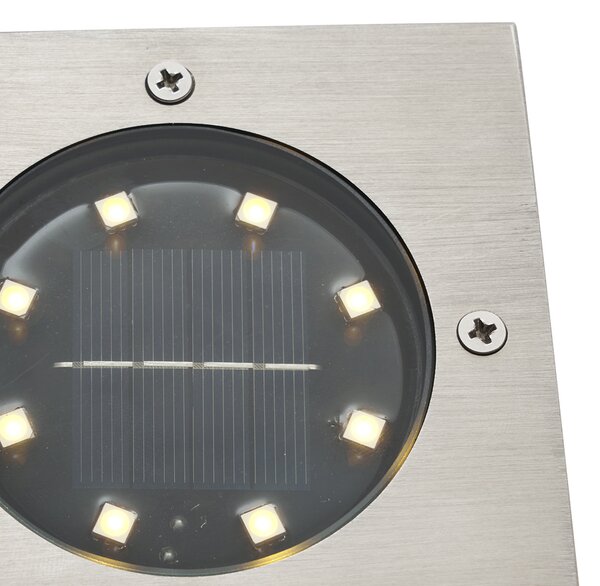 Set od 6 ugradbenih reflektora aluminijski kvadratni uklj. LED IP65 solarni - Terry