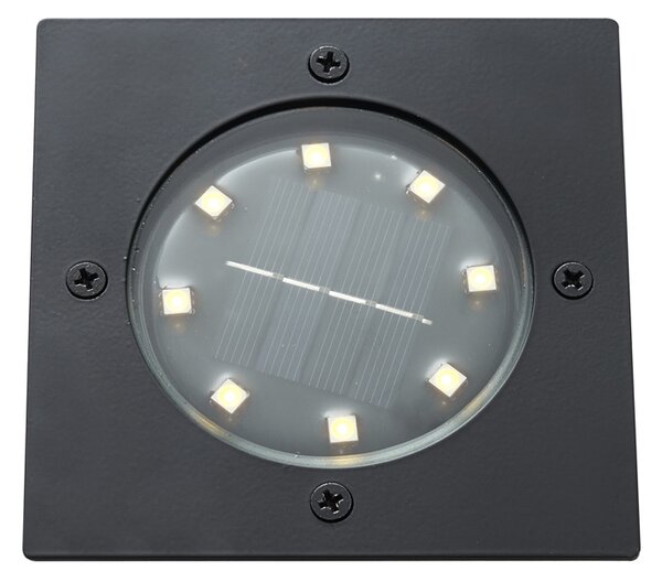 Set od 6 crnih četvrtastih ugradbenih reflektora uklj. LED IP65 solarni - Terry