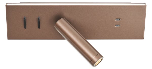 Moderna zidna svjetiljka tamno brončana podesiva s USB-C uklj. LED - Modric