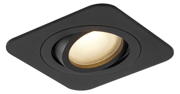 Set od 6 zaobljenih ugradbenih reflektora crni GU10 50 mm rotirajući i nagibni IP44 - Alberto