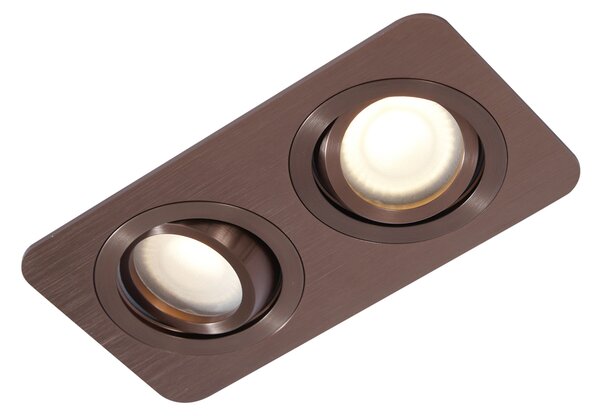 Set od 6 zaobljenih ugradbenih reflektora tamno brončane boje GU10 50 mm, okretni i nagibni IP44 2-svjetla - Alberto
