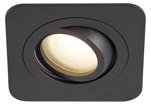 Set od 6 zaobljenih ugradbenih reflektora crni GU10 50 mm rotirajući i nagibni IP44 - Alberto