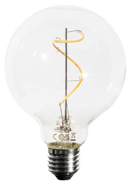Set od 5 E27 Prigušiva LED spiralna žarulja s filamentom G95 4W 270lm 2700K