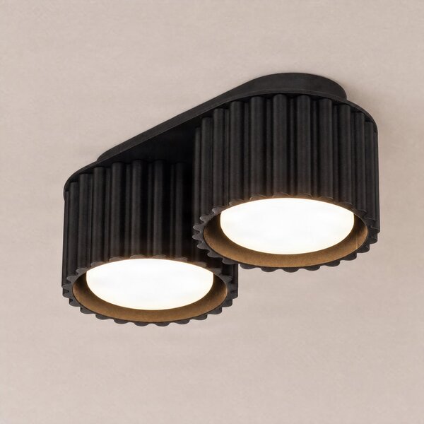 SOLLUX LIGHTING Stropna svjetiljka Aura 2, crna, s dvije svjetiljke, duljina 21 cm, GX53, prigušiva, Crno, Područje hodnika, Aluminij