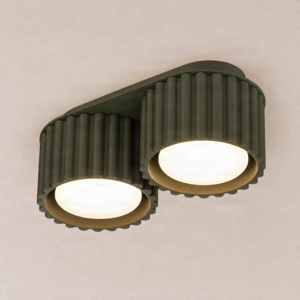 SOLLUX LIGHTING Stropna svjetiljka Aura 2, maslinasto zelena, dvostruka, duljina 21 cm, GX53, prigušiva, Zelena, Područje hodnika, Aluminij