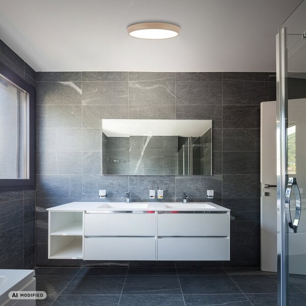 Briloner Navaro LED stropna svjetiljka, bež/bijela, Ø 38 cm, 4.000 K, Bež, Područje hodnika, Metal