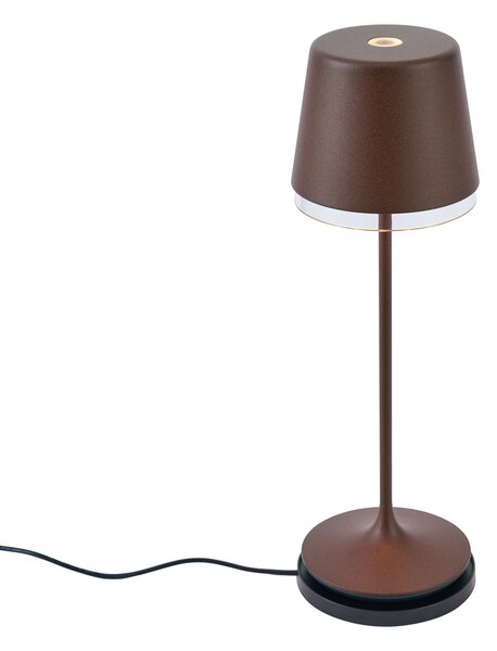 Stolna svjetiljka hrđavo smeđa uklj. LED IP65 Punjiva s priključnom stanicom - Bass