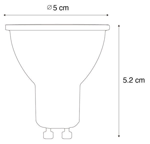 Set od 5 pametnih GU10 50mm prigušivih LED žarulja 4,7W 345 lm 2700-6500K
