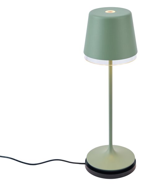Stolna svjetiljka zelena uklj. LED IP65 Punjiva s priključnom stanicom - Bass