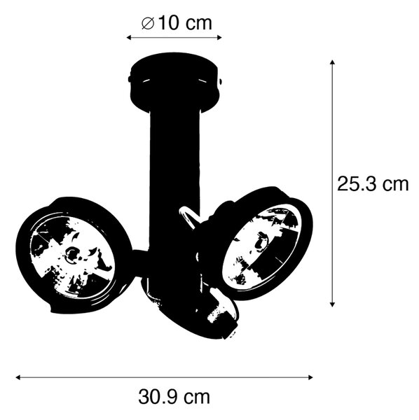Moderni reflektor crni podesivi s 3 svjetla - Goes