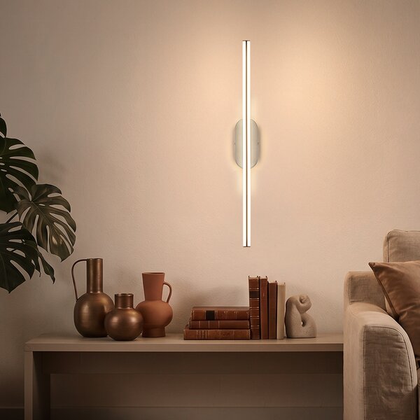 Briloner Zidna svjetiljka Ruth LED, svijetlosiva/smeđa, visina 60 cm, 3.000 K, Sivo, Područje hodnika, Metal