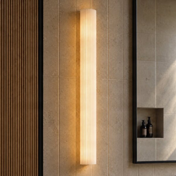 Lucande Victoire LED zidna svjetiljka za kupaonicu, 70 cm, bijela/krom, CCT, Bijela, kupaonica, Staklo