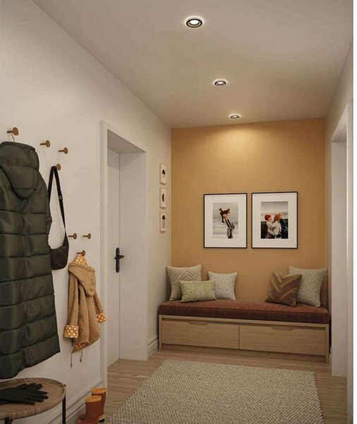 Paulmann Sormus LED ugradbena svjetiljka, crna, Ø 10 cm, IP65, set od 3 komada, Crno, kupaonica, Plastika, Montaža na strop
