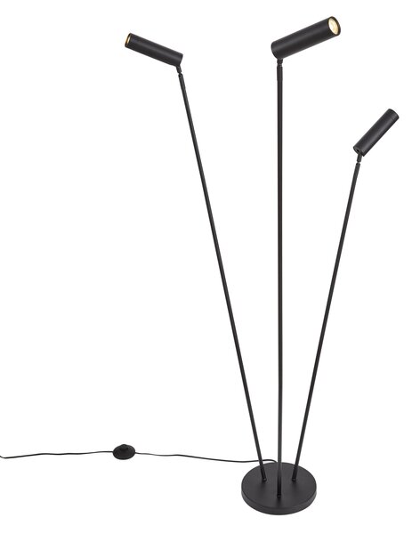 Moderna podna svjetiljka crna 3-svjetla GU10 35mm - Thomas