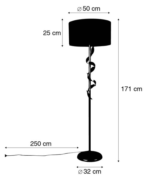 Vintage podna lampa antikni zlato sa zelenom sjenilom - Linden